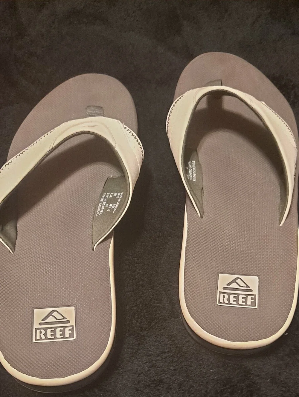 Reef Mens White and Gray Comfortable Cushion Flip Sandals Sz 15